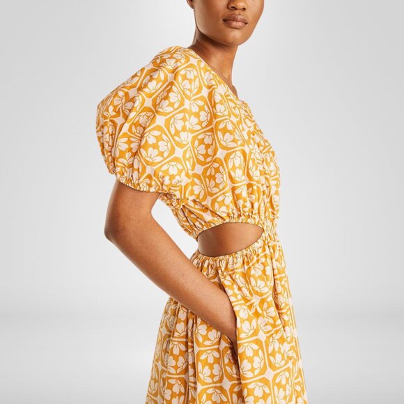 Rebecca Taylor Lattice Fleur Poplin Jumpsuit Pockets Elastic Openings Size 8 - Picture 4 of 8